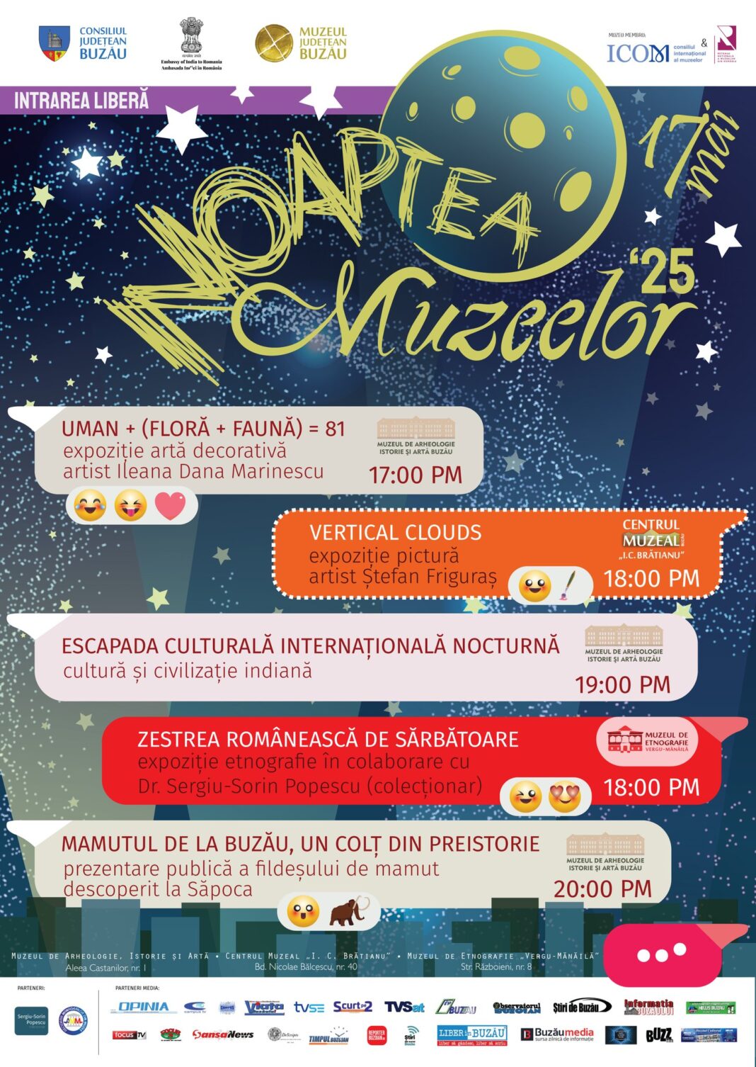 Noaptea Europeană a Muzeelor 2025, la Muzeul Județean Buzău: artă, cultură internațională și o spectaculoasă descoperire paleontologică Noaptea Europeană a Muzeelor 2025: un regal cultural la Muzeul Județean Buzău