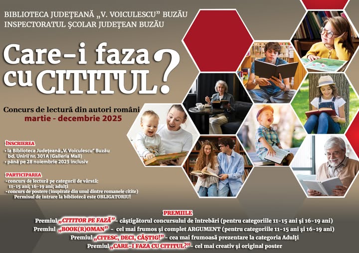 „Care-i faza cu cititul?” – finala concursului de lectură din autori români, la Biblioteca Județeană Buzău „Care-i faza cu cititul?” – finala concursului de lectură din autori români, la Biblioteca Județeană Buzău