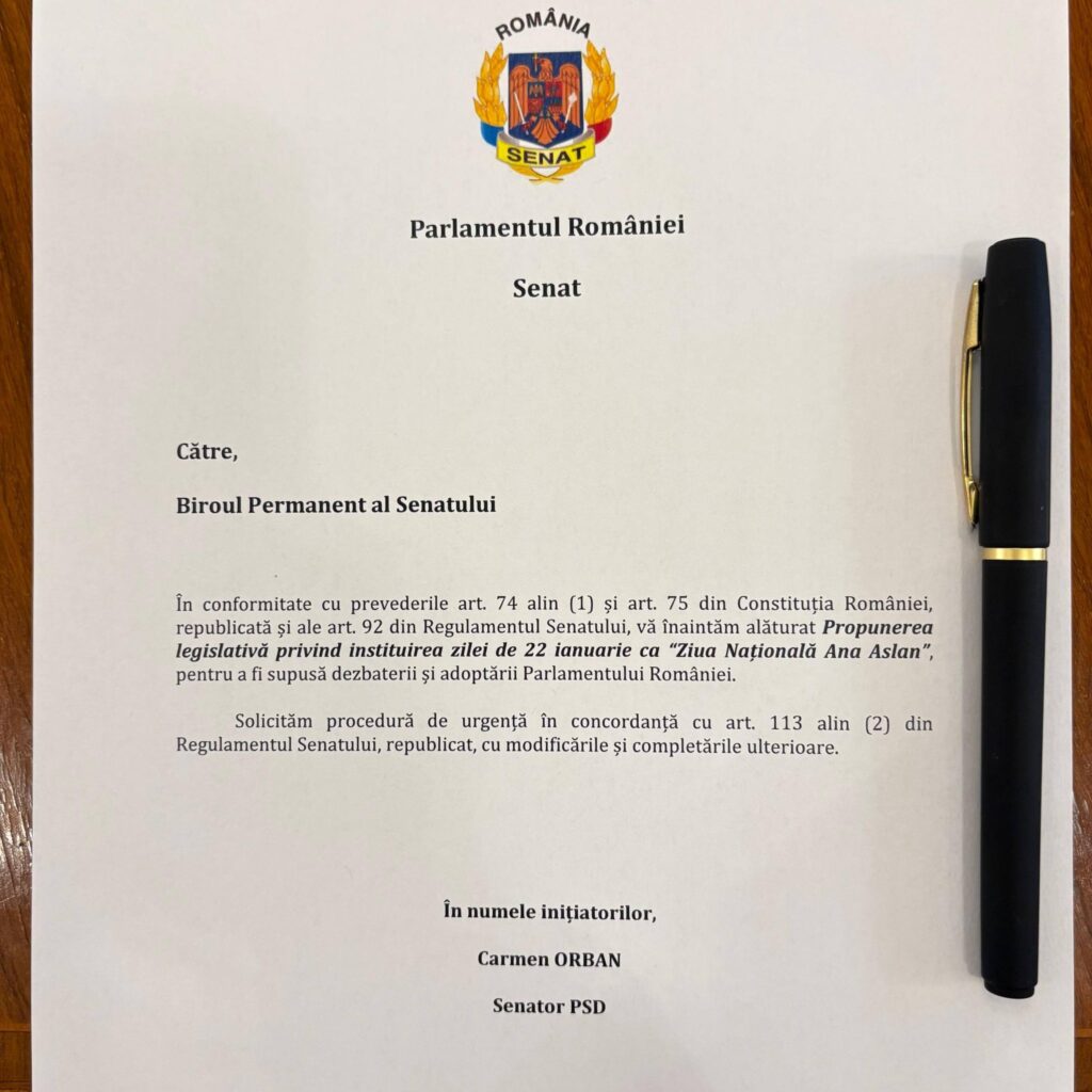 Carmen Orban propune instituirea Zilei Naționale „Ana Aslan” pe 22 ianuarie