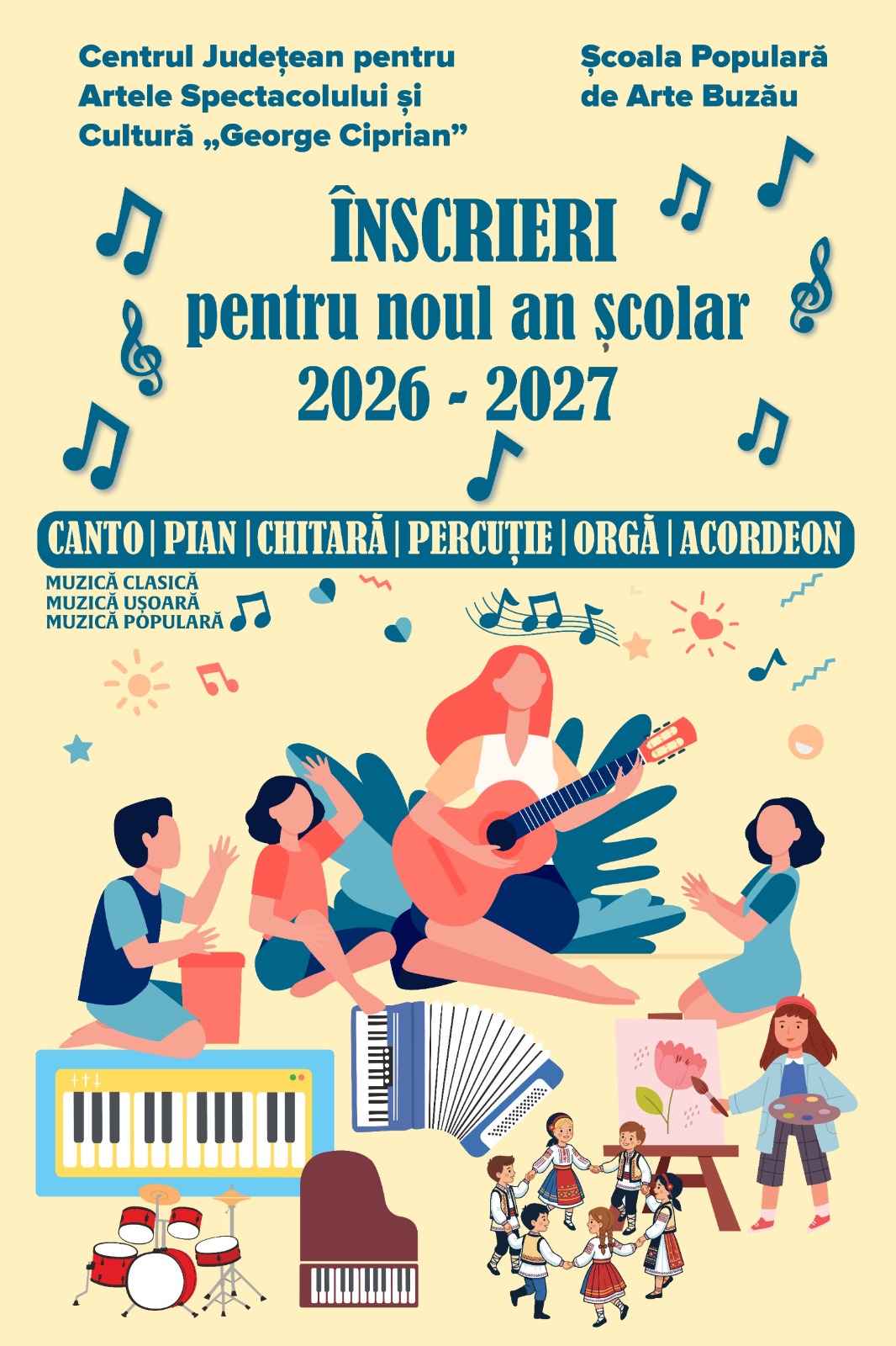 Au început înscrierile la Școala Populară de Arte pentru anul școlar 2026-2027 Au început înscrierile la Școala Populară de Arte pentru anul școlar 2026-2027